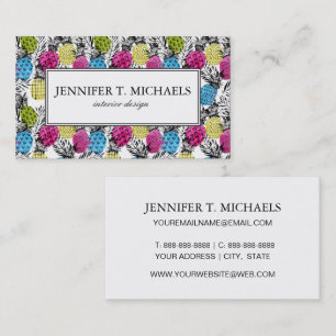 Pop Art Pineapples And Palm Leaves Business Card