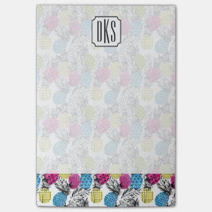 Pop Art Pineapples And Palm Leaves   Monogram Post-it Notes