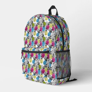 Pop Art Pineapples And Palm Leaves Printed Backpack