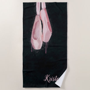 Pop Art Pink Ballet Shoes Beach Towel