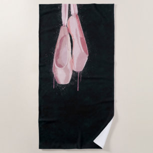 Pop Art Pink Ballet Shoes Beach Towel