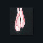 Pop Art Pink Ballet Shoes Canvas Print<br><div class="desc">A textured digital painting of delicate pink pointe shoes with scratches,  splashes,  and drips. The background is a rough texture in a dark aqua tint.</div>