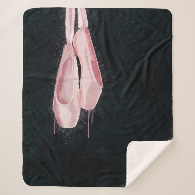 Pop Art Pink Ballet Shoes Sherpa Blanket (Front)