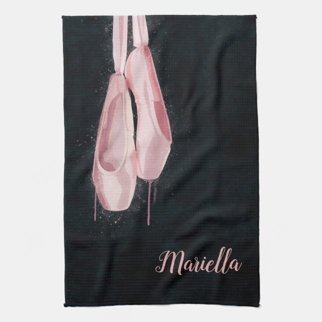 Pop Art Pink Ballet Shoes Tea Towel (Vertical)
