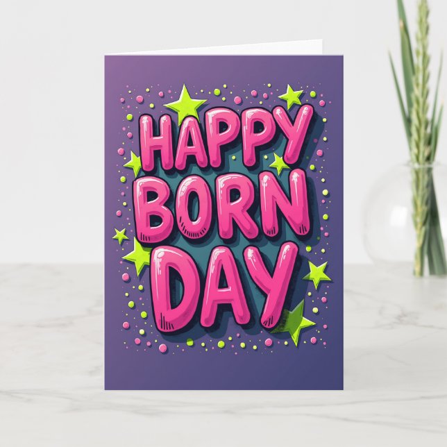 Pop Art Pink Birthday Card (Front)