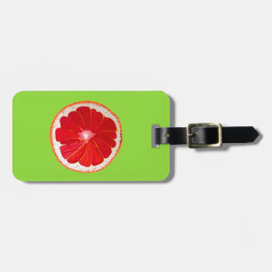 Pop art pink grapefruit original watercolour luggage tag