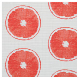 Pop Art Pink Grapefruit Slices - white background Fabric