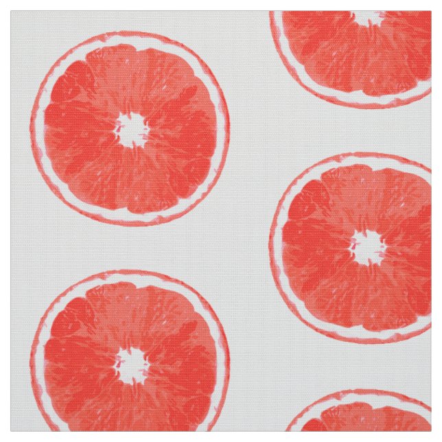 Pop Art Pink Grapefruit Slices - white background Fabric (Swatch)