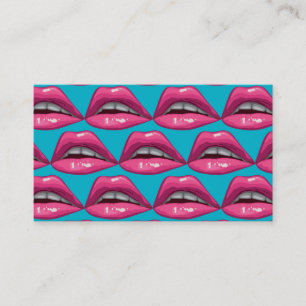 Pop Art Pink Lips Makeup Business Card