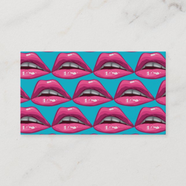 Pop Art Pink Lips Makeup Business Card (Front)