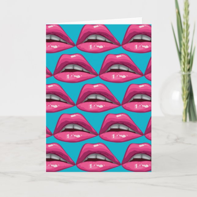 Pop Art Pink Lips Makeup Card (Front)