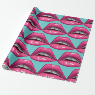 Pop Art Pink Lips Makeup Wrapping Paper