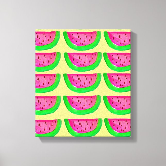 Pop Art pink watermelons on lemon canvas (Front)