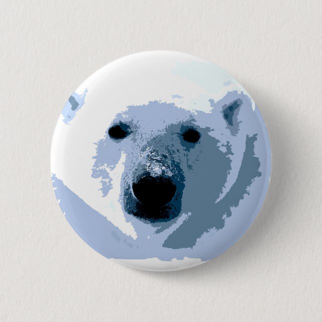 Pop Art Polar Bear 6 Cm Round Badge (Front)