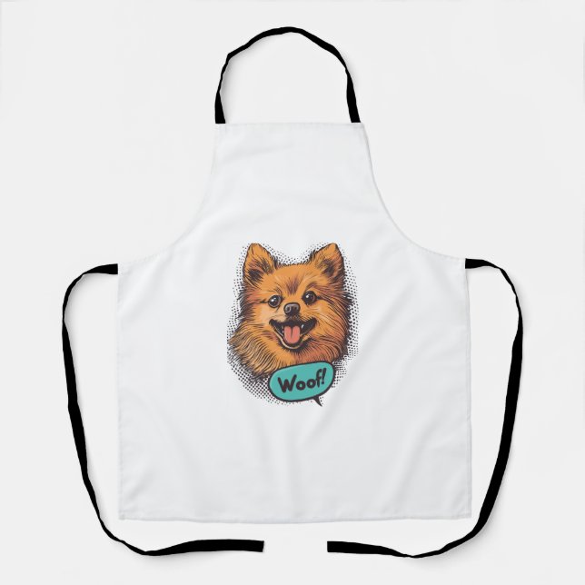 Pop Art Pomeranian – Retro Comic Dog Apron (Front)