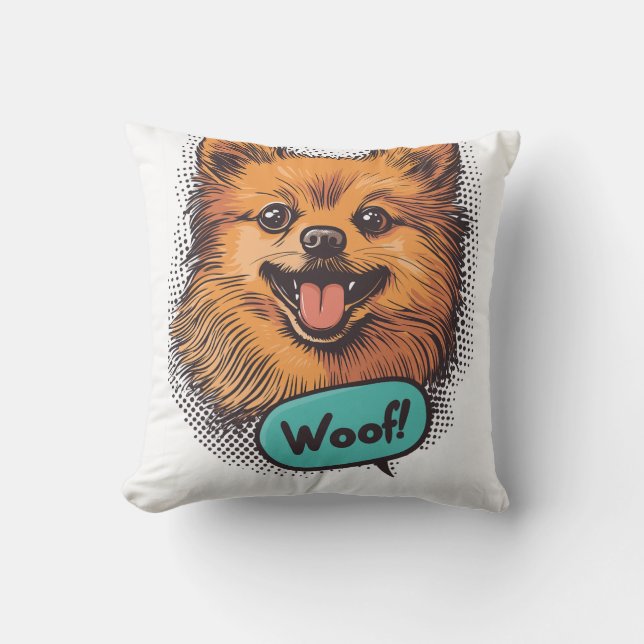 Pop Art Pomeranian � Retro Comic Dog Cushion (Front)