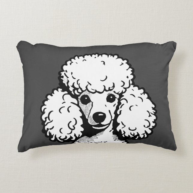Pop Art Poodle Grey & White Chic Aesthetic Throw  Decorative Cushion (Front)