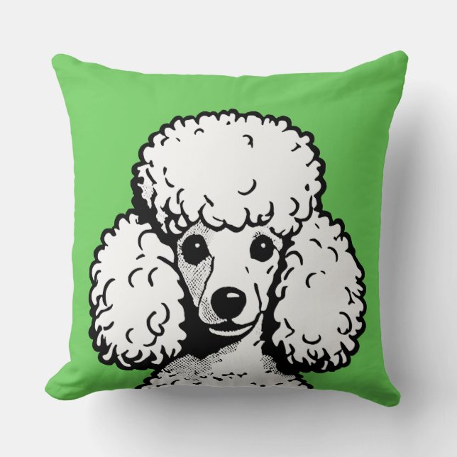Pop Art Poodle Lime & White Chic Aesthetic Cushion (Front)
