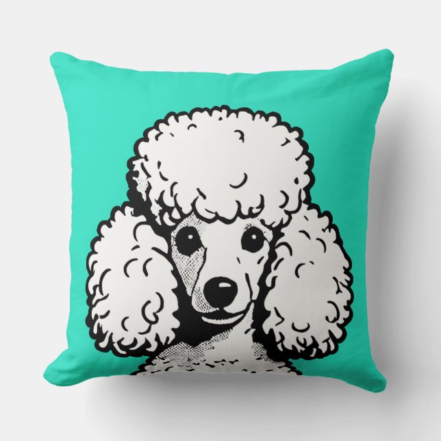 Pop Art Poodle Mint & White Chic Aesthetic Cushion (Front)