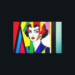Pop Art Portrait Canvas Print<br><div class="desc">Introducing our vibrant canvas oil painting, featuring a colourful pop art portrait of a woman inspired by the iconic style of pop artist Roy Lichtenstein. This painting captures the essence of the pop art movement with its bold colours, graphic elements, and comic book-inspired aesthetics. The portrait showcases a woman with...</div>