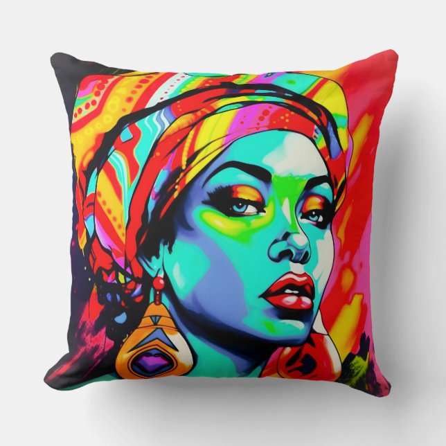 Pop Art Portrait  Cushion (Front)