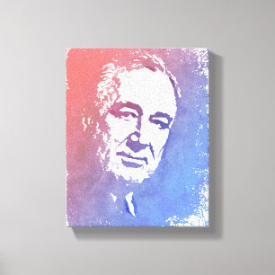 Pop Art Portrait of FDR in Red and Blue Canvas Print