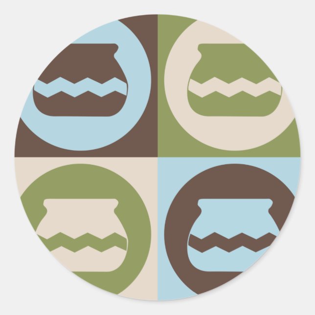 Pop Art Pottery Classic Round Sticker (Front)