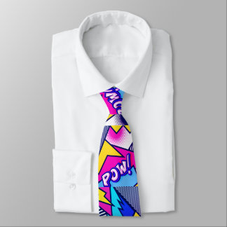 Pop Art Pow! Pattern in Magenta, Blue, and Black Tie