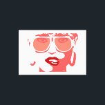 Pop Art Pretty Woman Sunglasses Red Lipstick Canvas Print<br><div class="desc">Pop Art Pretty Woman with White Sunglasses and Red lipstick Biting Her Lip Cartoon</div>