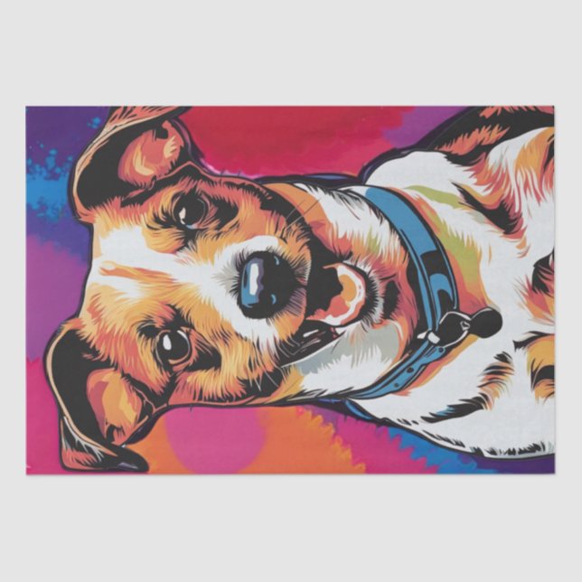 Pop Art Pup: Jack Russell Terrier Decoupage   Tissue Paper (Front)