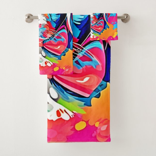 Pop Art Puppy Bath Towel Set (Insitu)