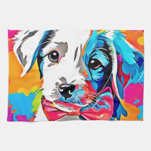 Pop Art Puppy Tea Towel