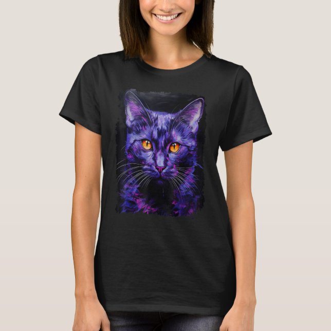 Pop Art Purple Cat T-Shirt (Front)