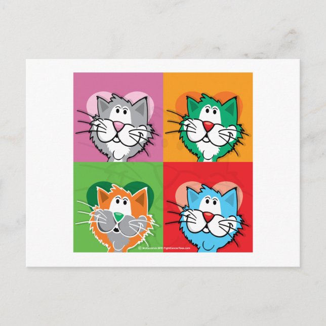 Pop Art Quilt Cat Postcard (Front)
