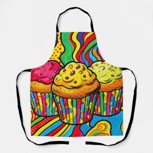 Pop Art Rainbow Cupcakes Explosion Apron