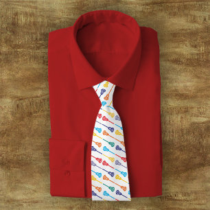 Pop Art Rainbow Diagonal Lacrosse Sticks Pattern Tie