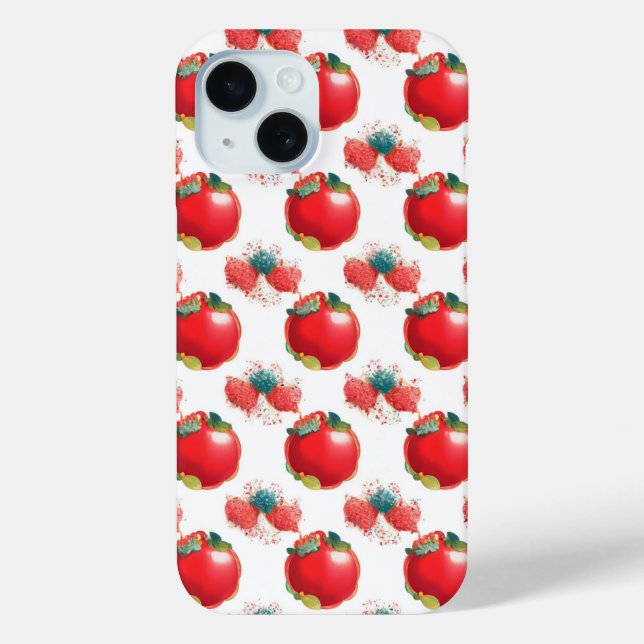 Pop Art Red Apple and Strawberry Phone Case (Back)