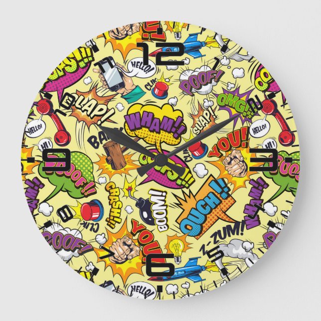 Pop Art Retro Comic - Cool Large Clock (Front)