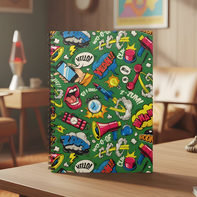 Pop Art Retro Comic Pattern Spiral Notebook (Creator Uploaded)