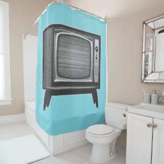 Pop Art Retro Television Set  Shower Curtain