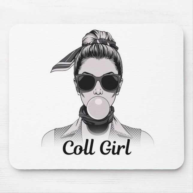 Pop Art Retro Woman Fashion Black and White Mouse Pad (Front)