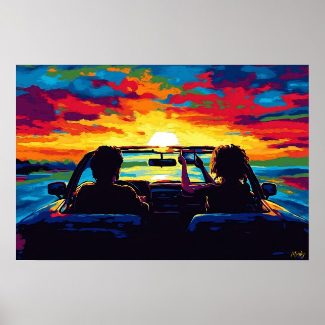 Pop Art Road Trip Sunset Wall Art – Adventure (Front)