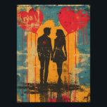 Pop Art Romantic: Couple with Heart Balloons Photo Print<br><div class="desc">This charming pop art design shows a silhouette of a couple holding balloons in the shape of a heart, symbolizing love and connection. With a vibrant background and a bold style, this play is perfect to celebrate love and friendship. Ideal for contemporary art lovers, this poster adds a romantic and...</div>