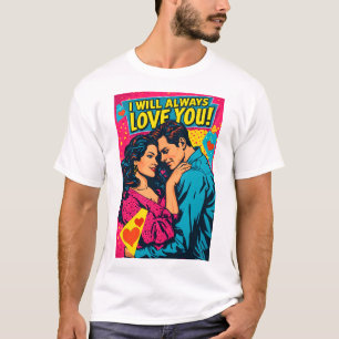 Pop Art Romantic Love Blue Magenta Yellow T-Shirt
