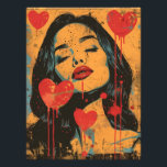 Pop Art Romantic: Seductora Look Photo Print<br><div class="desc">This intriguing pop art design features a female face with a seductive look and red lips, surrounded by vibrant red hearts. The piece captures the essence of love and passion in a bold and contemporary style. Perfect for lovers of modern art, this poster adds a touch of romance and creativity...</div>