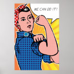 Pop Art Rosie the Riveter We Can Do It! Polka Dots Poster<br><div class="desc">Happy birthday, Rosie the Riveter! In honour of J. Howard Miller's creation's 70th birthday, we've reimagined the classic We Can Do It! poster as if Roy Lichtenstein painted it in the 1960s. This vibrant version features the classic Ben-Day dots that Lichtenstein made famous in his works such as "Drowning Girl"...</div>