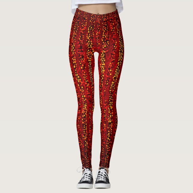 "Pop Art Rouge: Dark Red Lady Leggings" Leggings (Front)