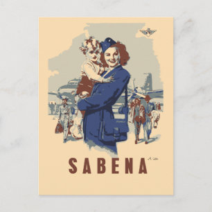 Pop art Sabena Ex Belgian Airlines Postcard