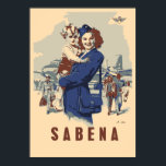 Pop art Sabena Ex Belgian Airlines Poster<br><div class="desc">Standard sizes available (in inch or cm), contact us. Own vector popart work in four colours inspired by a vintage postcard from Sabena, which was the national airline of Belgium from 1923 to 2001, until it went bankrupt. Note: this is a newly created work, not a reproduction. The font that...</div>