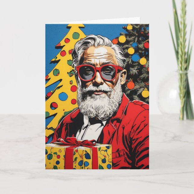 Pop Art Santa Card | Custom Collage Christmas (Front)